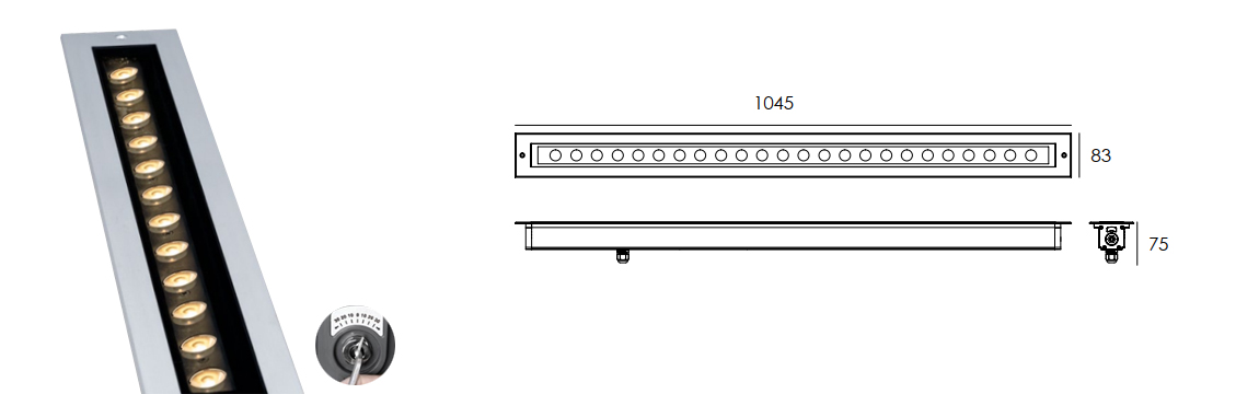 Đèn âm đất linear 31.2W, đèn âm đất máng dài 24x1.3W