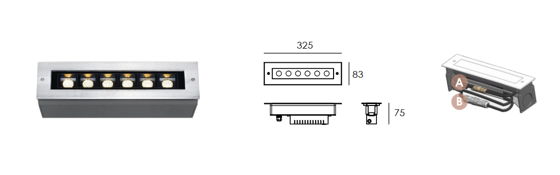 Đèn âm đất linear 12W, đèn âm đất máng dài 6x2W